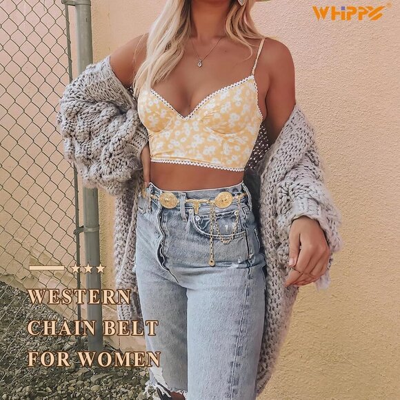 Western Metal Concho Belt for Women Turquoise Cowgirl Boho Casual Dress - Picture 5 of 7